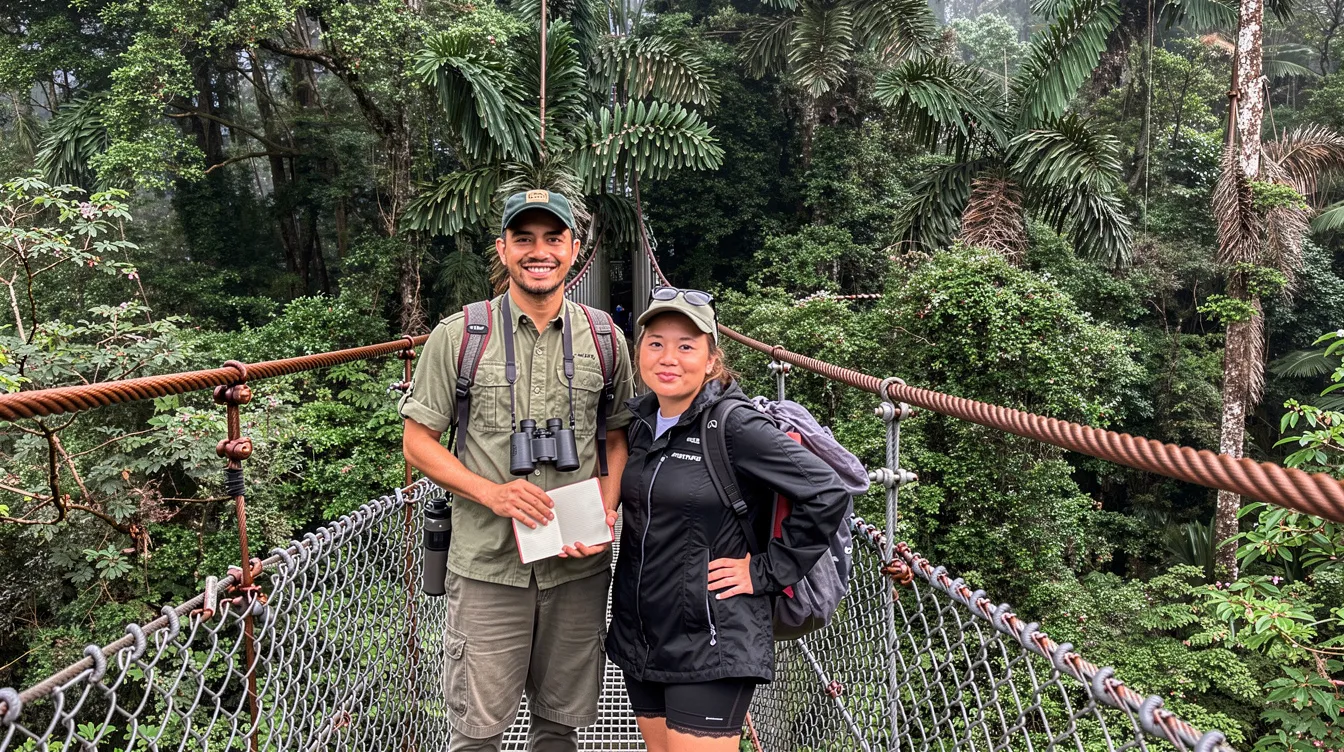 Guía privado de Costa Rica en un sendero de selva