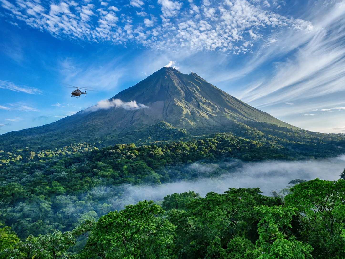 Illustrative helicopter flight with views of Arenal Volcano and rainforest