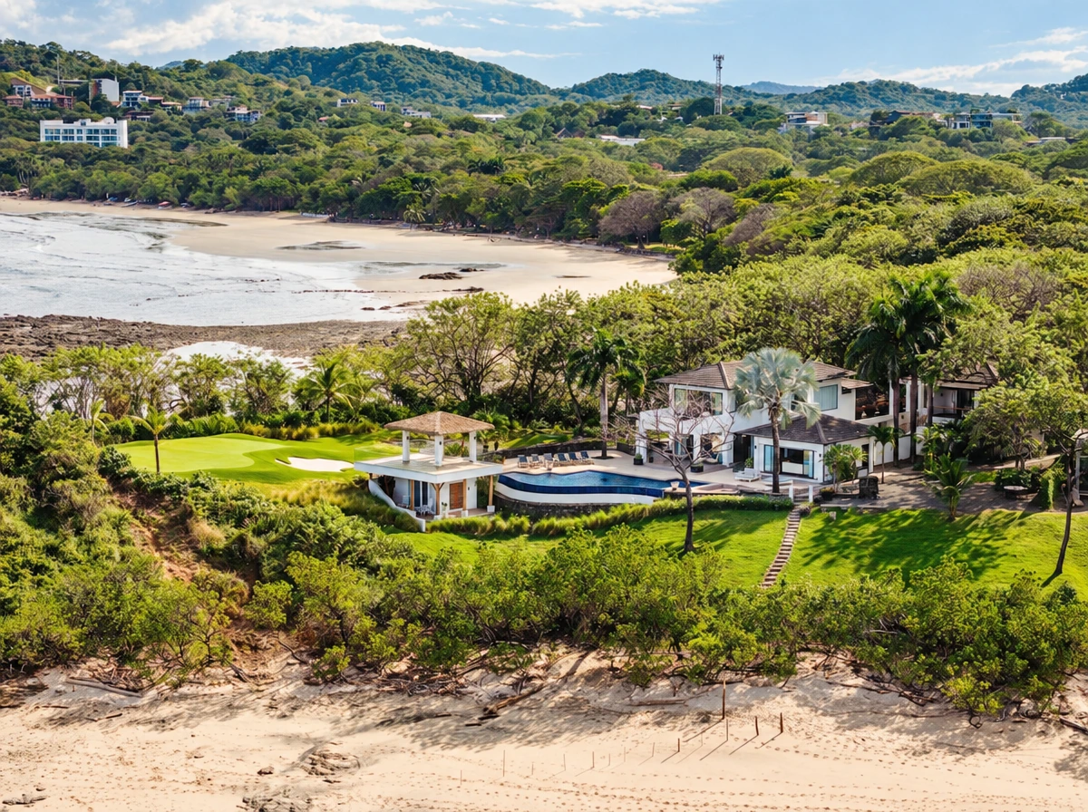 AI-enhanced photograph of the Langosta 7BR Ocean View Villa and its coastal setting