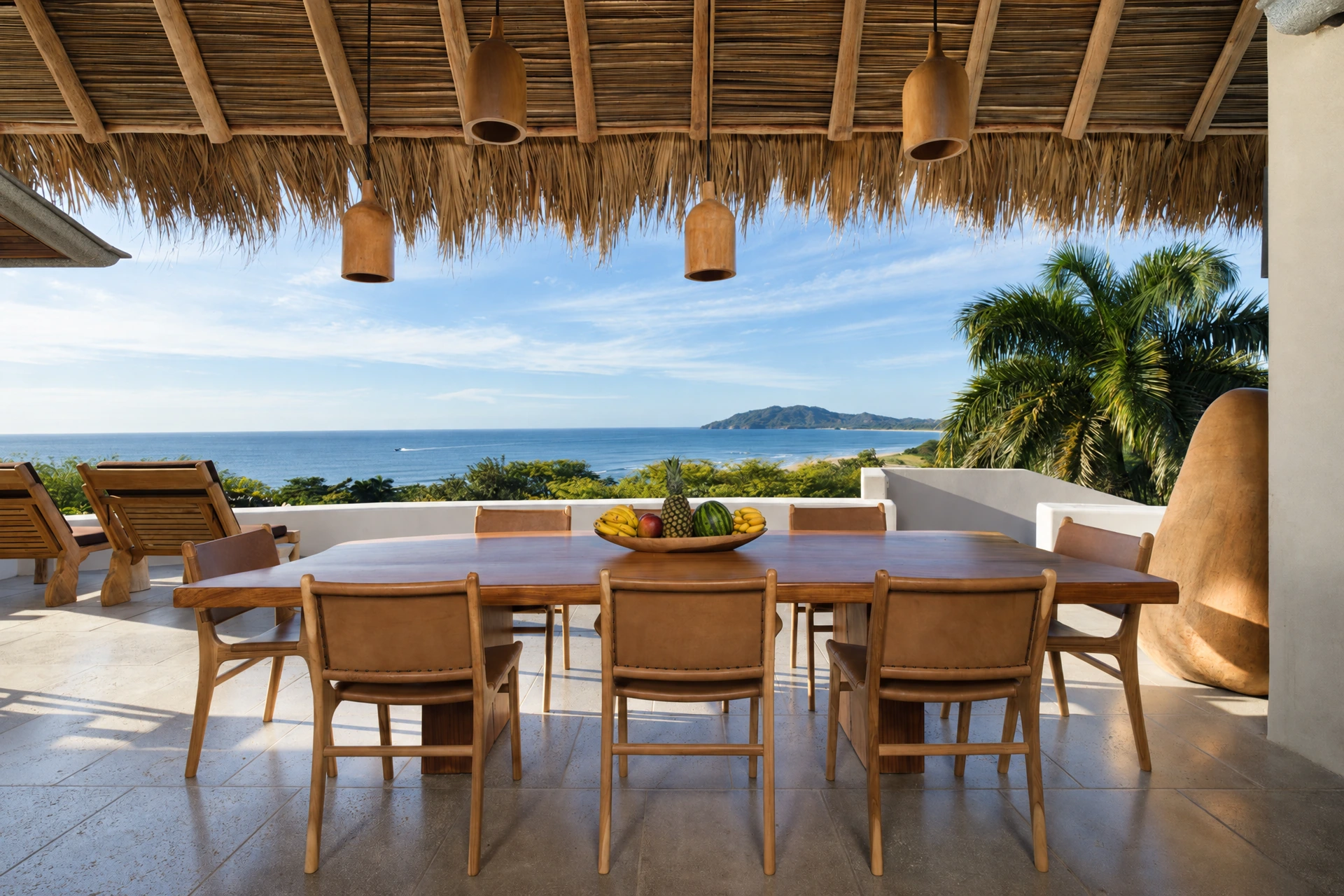 AI-enhanced photograph of the Ocean View Villa and its pool terrace overlooking Tamarindo