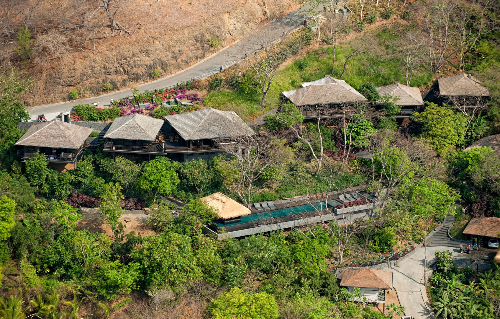 Aerial view of the hillside estate