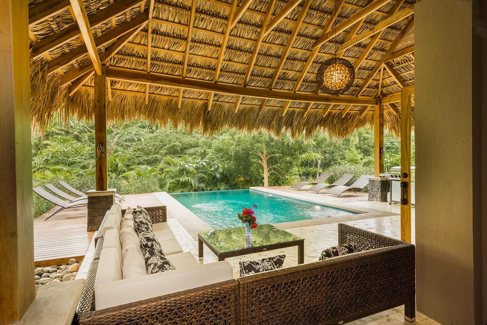 Shaded palapa overlooking the private pool
