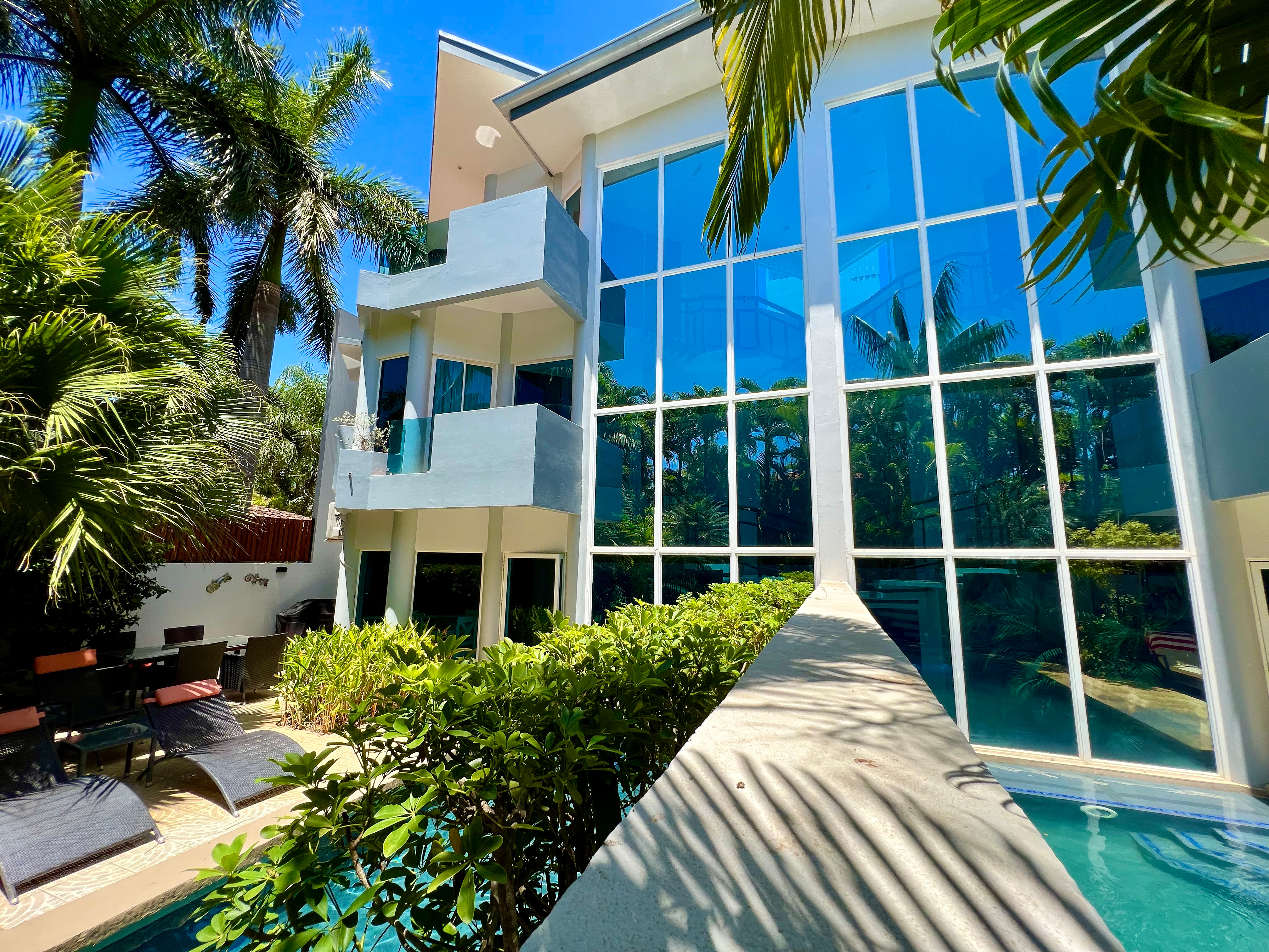 Villa 2 exterior, private pool and garden