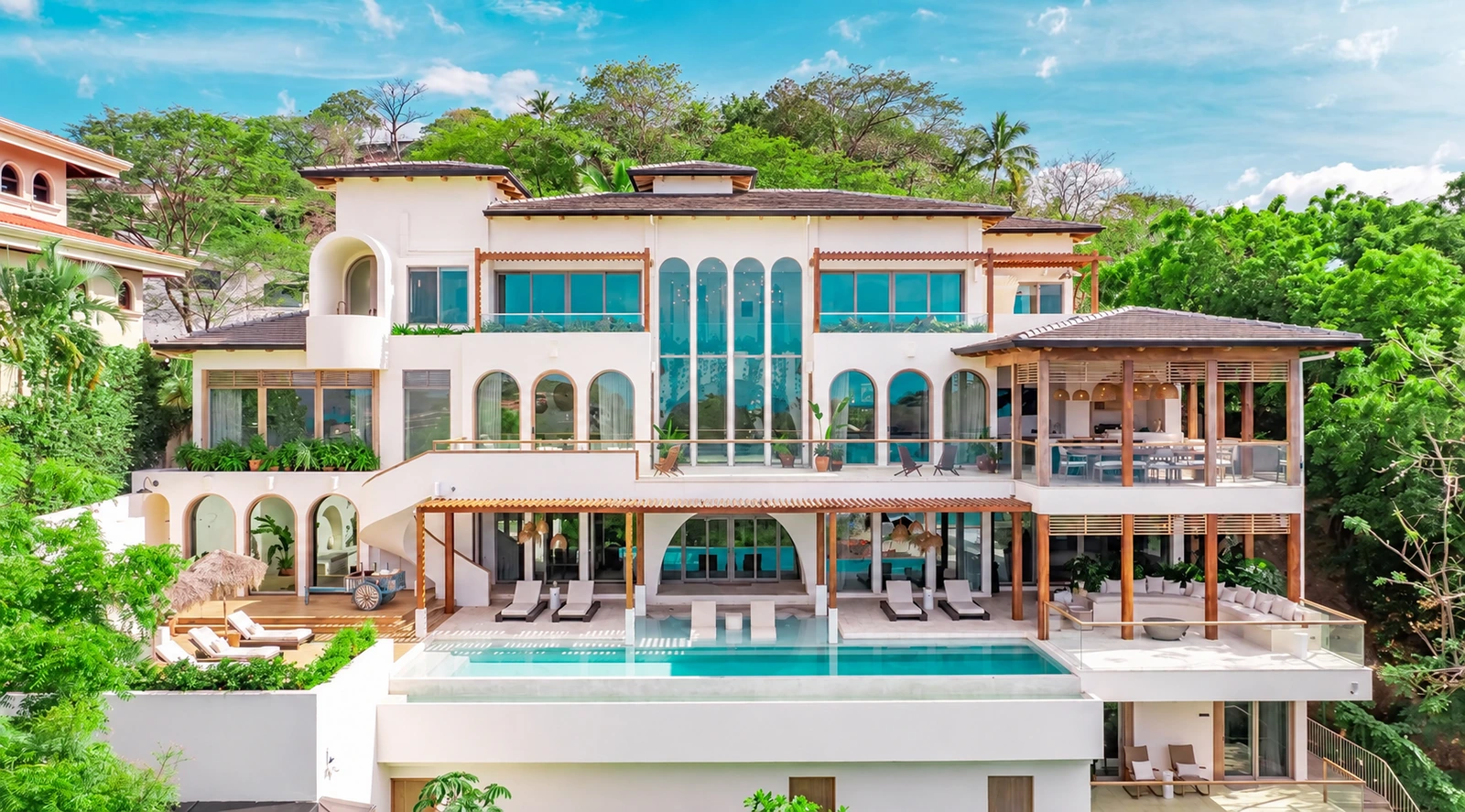 sun loungers, private pool and ocean view