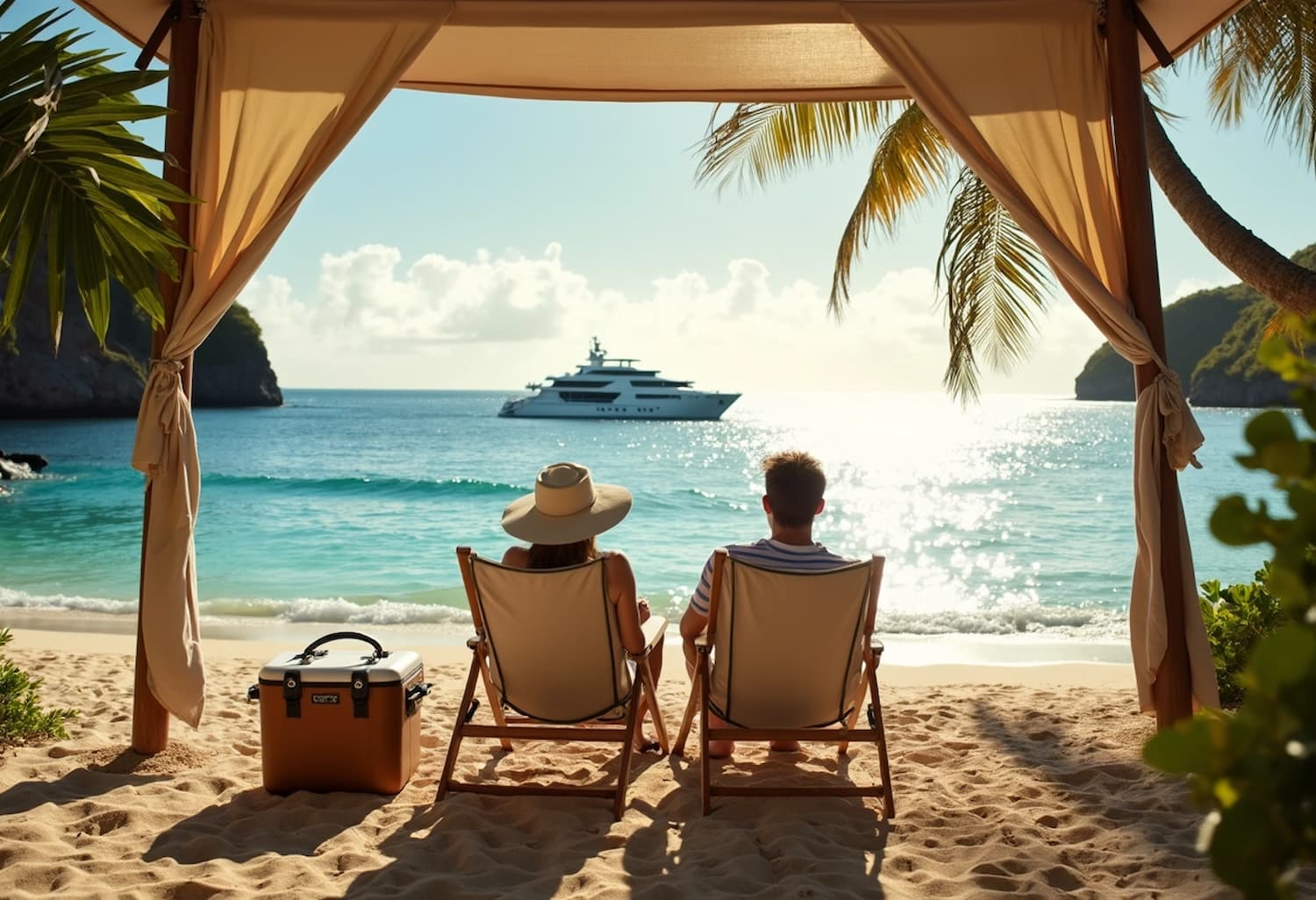 Couple enjoying a luxury beachfront resort with private beach and yacht in Costa Rica – bespoke travel experience by Bespoke Costa Rica